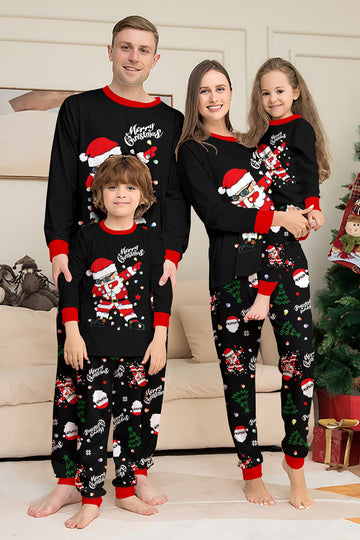 Black Christmas Santa Print Family Matching Pajamas Sets